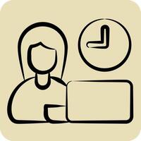 Icon Time Management. related to Remote Working symbol. hand drawn style. simple design illustration vector