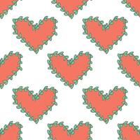 Seamless pattern with hand drawn heart doodle for decorative print, wrapping paper, greeting cards and fabric vector