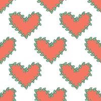 Seamless pattern with hand drawn heart doodle for decorative print, wrapping paper, greeting cards and fabric vector