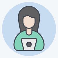Icon Work from Remote Working. related to Remote Working symbol. color mate style. simple design illustration vector
