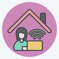 Icon Work From Remote Working 2. related to Remote Working symbol. color mate style. simple design illustration vector