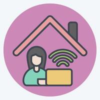 Icon Work From Remote Working 2. related to Remote Working symbol. color mate style. simple design illustration vector