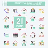 Icon Set Remote Working. related to Technology symbol. flat style. simple design illustration vector