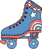 Retro Groovy 4th of July roller skate shoe Independence day festive cartoon doodle drawing png