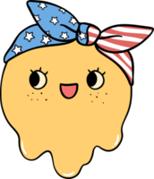 Retro Groovy 4th of July happy emoji Independence day festive cartoon doodle drawing png