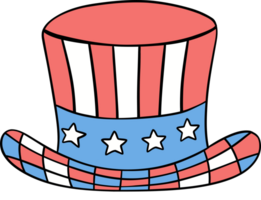 Retro Groovy 4th of July uncle sam hat Independence day festive cartoon doodle drawing png