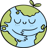 Retro Earth Day happy globe self love hug Pastel Doodle Drawing Cartoon png