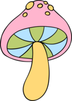 Retro Earth Day Mushroom Pastel Doodle Drawing Cartoon png