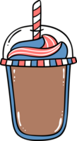 Retro Groovy 4th of July ice coffee Independence day festive cartoon doodle drawing png