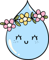 Retro Earth Day Water drop Pastel Doodle Drawing Cartoon png