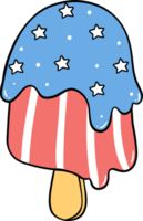 Retro Groovy 4th of July ice cream Independence day festive cartoon doodle drawing png