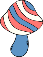Retro Groovy 4th of July mushroom Independence day festive cartoon doodle drawing png
