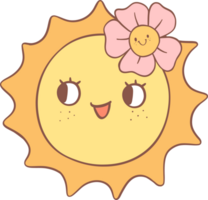 Groovy retro summer sun png