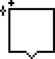 8 bits retro juego píxel habla burbuja globo icono pegatina memorándum palabra clave planificador texto caja bandera, plano transparente elemento diseño png