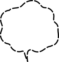 Preto e branco tracejadas linha discurso bolha balão, ícone adesivo memorando palavra chave planejador texto caixa bandeira, plano transparente elemento Projeto png
