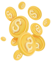 3d símbolo moeda ícones pilha png