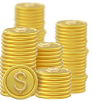 3d token munt pictogrammen stack png