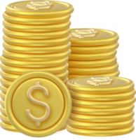 3d tecken mynt ikoner stack png