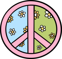 Retro Earth Day peace sign Pastel Doodle Drawing Cartoon png