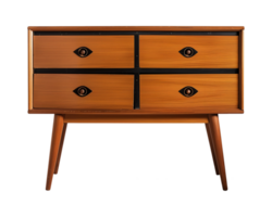 a wooden sideboard with drawers isolated on a transparent background, png