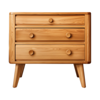 a wooden sideboard with drawers isolated on a transparent background, png