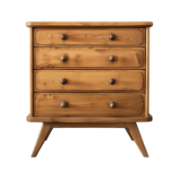 a wooden sideboard with drawers isolated on a transparent background, png