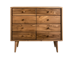 a wooden sideboard with drawers isolated on a transparent background, png