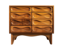 a wooden sideboard with drawers isolated on a transparent background, png