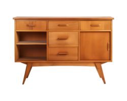 a wooden sideboard with drawers isolated on a transparent background, png