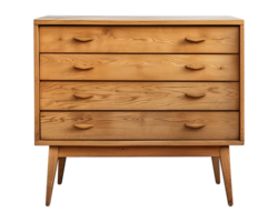 a wooden sideboard with drawers isolated on a transparent background, png