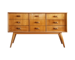 a wooden sideboard with drawers isolated on a transparent background, png