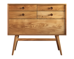 a wooden sideboard with drawers isolated on a transparent background, png