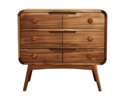 a wooden sideboard with drawers isolated on a transparent background, png