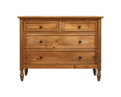 a wooden sideboard with drawers isolated on a transparent background, png