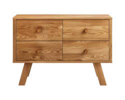 a wooden sideboard with drawers isolated on a transparent background, png