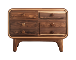 a wooden sideboard with drawers isolated on a transparent background, png