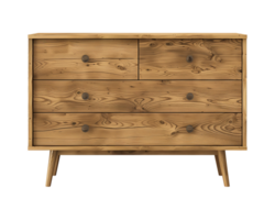 a wooden sideboard with drawers isolated on a transparent background, png