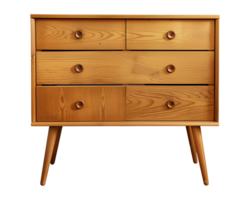 a wooden sideboard with drawers isolated on a transparent background, png