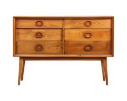 a wooden sideboard with drawers isolated on a transparent background, png