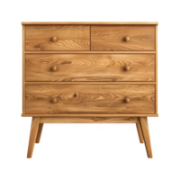 a wooden sideboard with drawers isolated on a transparent background, png