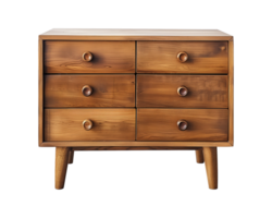 a wooden sideboard with drawers isolated on a transparent background, png