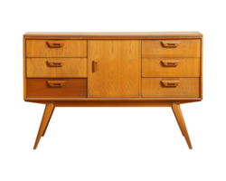 a wooden sideboard with drawers isolated on a transparent background, png