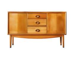 a wooden sideboard with drawers isolated on a transparent background, png