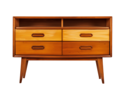 a wooden sideboard with drawers isolated on a transparent background, png