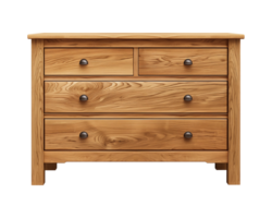 a wooden sideboard with drawers isolated on a transparent background, png