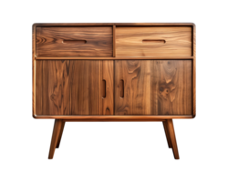 a wooden sideboard with drawers isolated on a transparent background, png