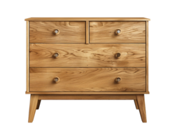 a wooden sideboard with drawers isolated on a transparent background, png