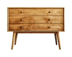 a wooden sideboard with drawers isolated on a transparent background, png