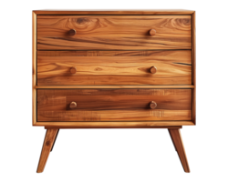 a wooden sideboard with drawers isolated on a transparent background, png