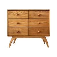 a wooden sideboard with drawers isolated on a transparent background, png